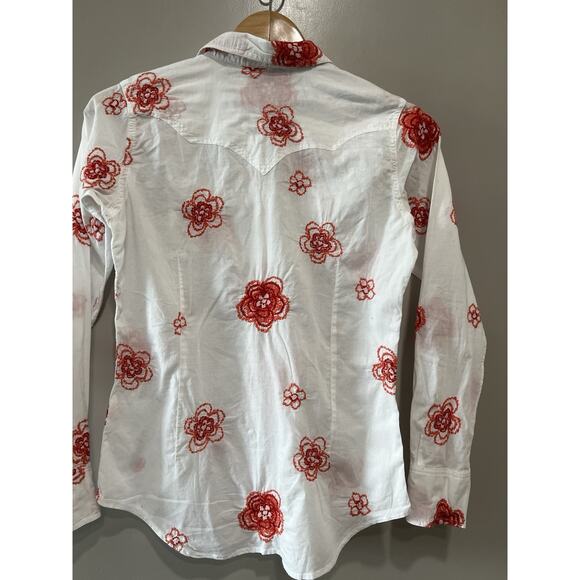 Ariat Western Rodeo Indie Long Sleeve White Embroidered Pearl Snap Shirt ,Small - Picture 2 of 8